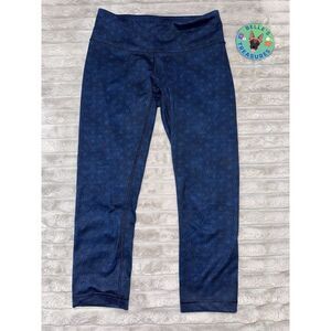 Lululemon Size 4 Wunder Under Leggings Foldover High Waist‎ Crop Pant Blue Star